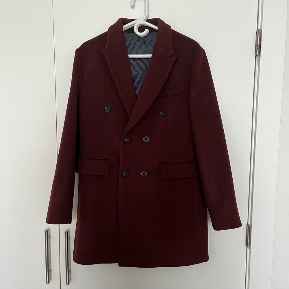 NEW Mind Bridge Men Burgendy Wool Coat Jacket NWOT
